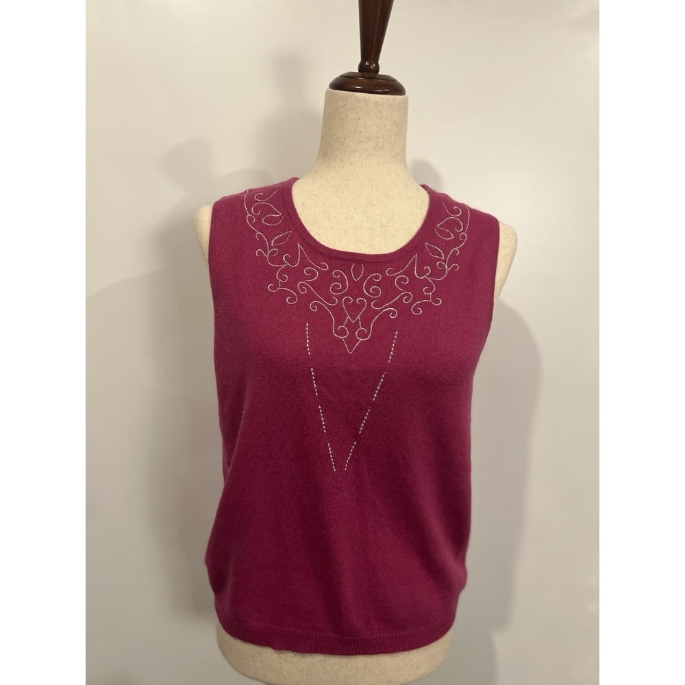 Petite Oscar By Oscar De La Renta Women's Sweater Vest Pink Large Vintage